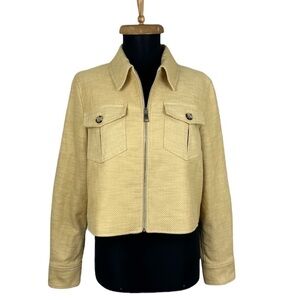 Club Monoco Yellow Cropped Textured‎ Zipper Jacket Moto Size 4